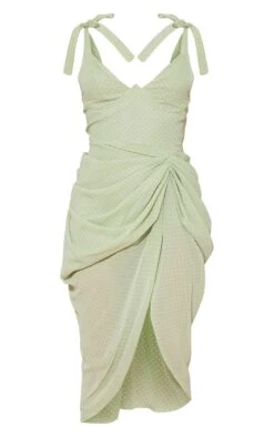 Sage Green Polka Dot Draped Underwire Detail Midi Dress -Serenova Dresses Shop 6c327e1d6707e2ce65ebb35355c9d2bc0c0a72e5 cmy0040 6