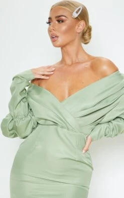Sage Green Off The Shoulder Ruched Bodycon Dress -Serenova Dresses Shop 6e74d6c2a217e3cfe2b22addfd2ef8ca3e689f53 CMC5353 6