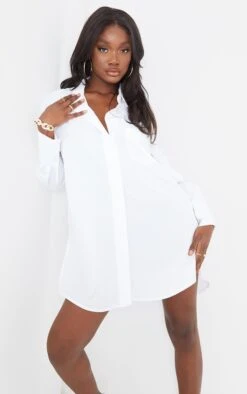 Tall White Poplin Split Side Detail Shirt Dress