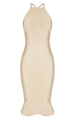 Champagne Bandage Cross Strap Open Back Frill Hem Midi Dress -Serenova Dresses Shop 6ed24fe2242f1ac05838124675afcd2da3fdce5e cmf0829 3