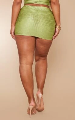 Shape Green Crinkle Low Rise Split Mini Skirt -Serenova Dresses Shop 73845172e2406107dc9aca873dacb63d29767e4a cne0376 3