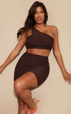 Shape Chocolate Brown Textured Mini Skirt -Serenova Dresses Shop 73927a751f93059cbffa2c3608524d9734c3a6cf cna2356 4
