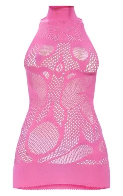 Pink Seamless Laser Cut High Neck Bodycon Dress -Serenova Dresses Shop 74035c8884afada5ac3bf53c509e6cf782b573f0 cnd2191 5