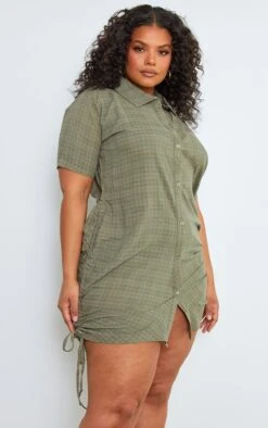 Plus Sage Green Ruched Side Shirt Dress -Serenova Dresses Shop 7558be9b22f4dfad53a1a7d7b2d4388483822958 cmy8957 4