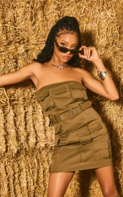 Khaki Utility Belted Dress