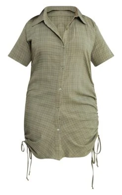 Plus Sage Green Ruched Side Shirt Dress -Serenova Dresses Shop 7703f42349ece26818c9442eee61867330996193 cmy8957 6