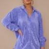 Lilac Plisse Frill Hem Shirt Dress