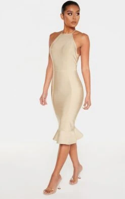 Champagne Bandage Cross Strap Open Back Frill Hem Midi Dress -Serenova Dresses Shop 78bc829becc054ee2a209af68444ffab3b734c5d cmf0829 4