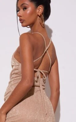 Gold Glitter Plisse Lace Back Strappy Midi Dress -Serenova Dresses Shop 7a369d40d71b447a1022f0fcfc3d029c66797955 cmv0283 5