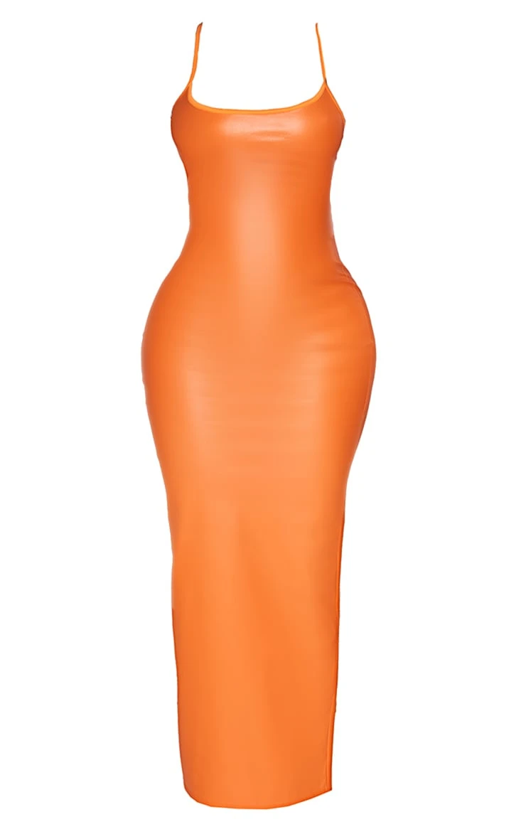 Shape Orange Pu Strappy Midaxi Dress 5 Shape Orange Pu Strappy Midaxi Dress - Image 5
