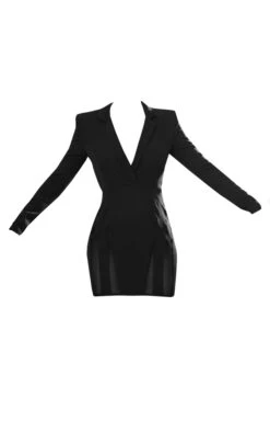 Black Plunge Contrast Backless Mesh Panel Blazer Dress -Serenova Dresses Shop 7c38add6778ac8619e8408e706fecf7d53dc72ec cnb7422 5