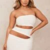 Shape Cream Slinky Cut Out Detail Mini Dress