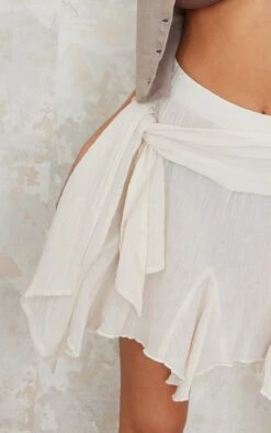 Cream Cheesecloth Handkerchief Hem Tie Waist Mini Skirt -Serenova Dresses Shop 7e245d89060ba75bdf501c557bca2366275e2e62 cnd9146 5
