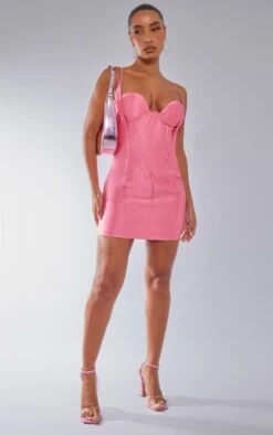 Bright Pink Satin Corset Cup Detail Bodycon Dress -Serenova Dresses Shop 85233ec1604914f9305a662f05611438fde0dcc1 cnb0759 3