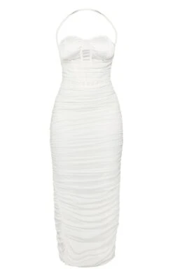 Shape White Mesh Corset Detail Ruched Maxi Dress -Serenova Dresses Shop 8e11f07a5af08976de34113fbbe84ebca3be05c2 cne4654 5