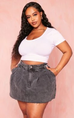 Plus Black Pleated Denim Mini Skirt -Serenova Dresses Shop 8efb04c7e40b4ead9a49d82f5ba480d2a1b7a401 cmz6396 4