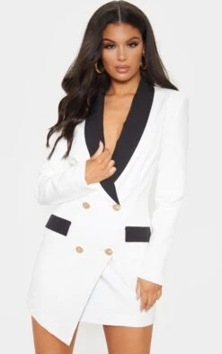 White Gold Button Contrast Blazer Dress -Serenova Dresses Shop 922d9d6f07a50f6c6922d0a0d0dbf638fb8997be cmc9134 4