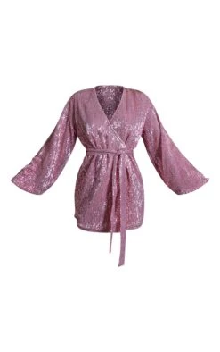 Pink Sequin Wrap Balloon Sleeve Shift Dress -Serenova Dresses Shop 9427a1036327acf8af7942ea0c983fa455aa4107 cnb8719 5