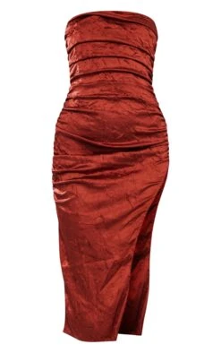 Rust Crinkle Satin Bandeau Split Midi Dress -Serenova Dresses Shop 979c1ce9d83d3e6ea2fd002abeca740da85d2e51 cnb3641 5