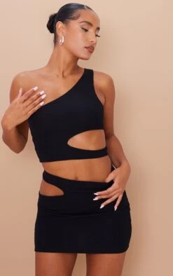 Black Crinkle Rib Cut Out Waist Mini Skirt -Serenova Dresses Shop 988ce042fe8371317136bc8d0207e13dd4e84672 cmz3353 4