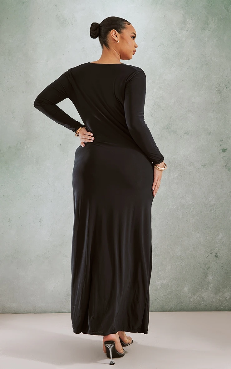 Plus Black Extreme Cowl Neck Maxi Dress 2 Plus Black Extreme Cowl Neck Maxi Dress - Image 2