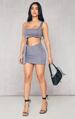 Petite Charcoal Low Rise Mini Skirt
