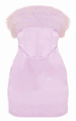 Lilac Satin Corset Feather Trim Detail Bodycon Dress -Serenova Dresses Shop 9f563cfc91451a469d4ceede0015471121a8dc0d cnd2193 5