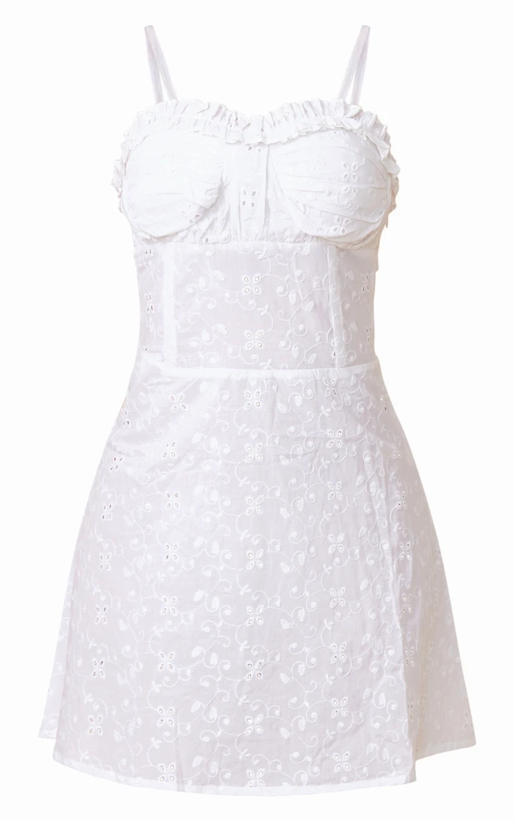 White Broderie Cup Detail Shift Dress 5 White Broderie Cup Detail Shift Dress - Image 5