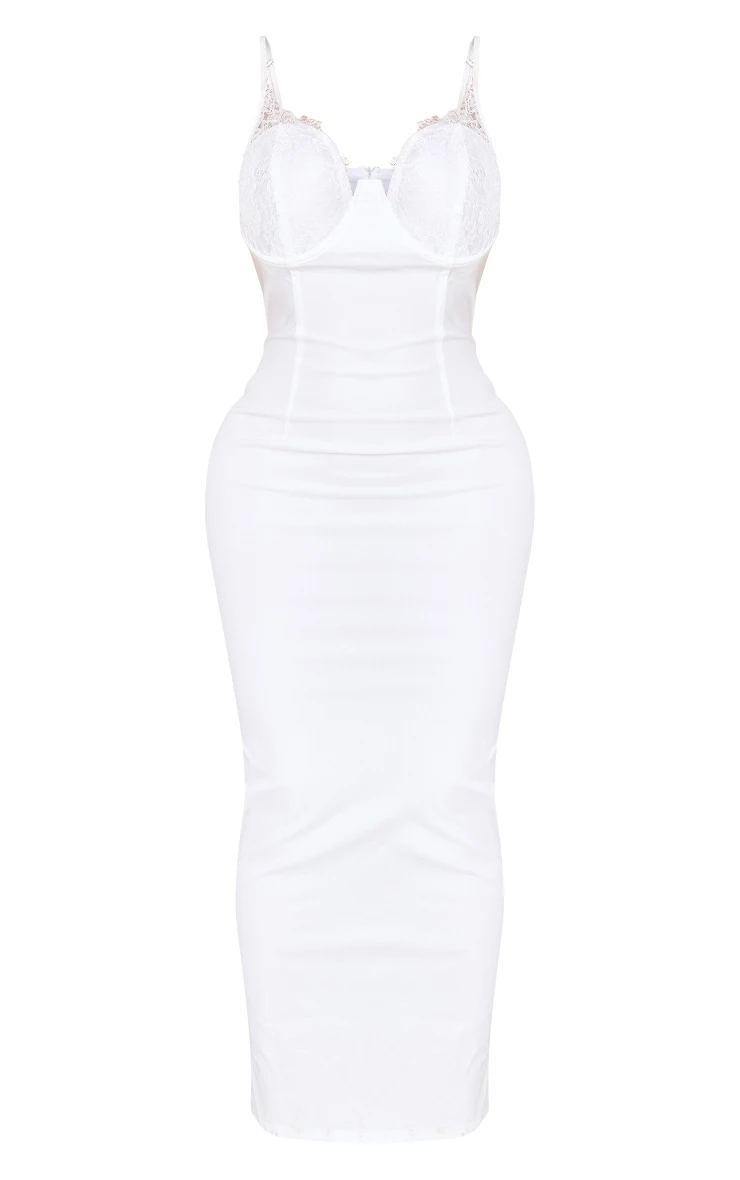Shape White Woven Lace Cup Detail Maxi Dress 5 Shape White Woven Lace Cup Detail Maxi Dress - Image 5