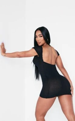 Black Textured Rib Cap Sleeve Backless Bodycon Dress 9 Black Textured Rib Cap Sleeve Backless Bodycon Dress -Serenova Dresses Shop a0838a9bcbffffa9d1464bb99883b49577d4a217 cnd8871 1