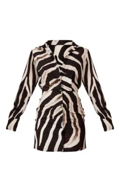 Monochrome Zebra Print Long Sleeve Shirt Dress -Serenova Dresses Shop a1b2e00514769d877a431b92aef5c7d84a5533f5 cmw9265 6
