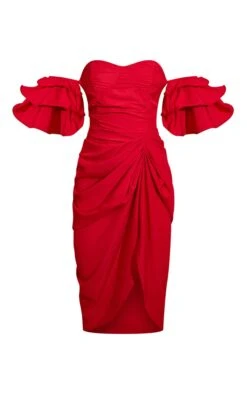 Red Bardot Frill Sleeve Draped Midi Dress -Serenova Dresses Shop a2ffa16bf25b3a37a6328ad51347ca343d3c6ba4 cms4608 6