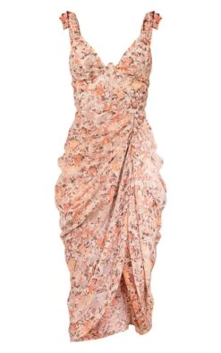 Peach Floral Print Underwire Detail Draped Midi Dress -Serenova Dresses Shop a436f7cd83d31415bfee6a4d475b94b1282087b1 cms4579 6