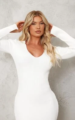 White Collar Rib Knit Midaxi Dress -Serenova Dresses Shop a4758e86a72a1b0466949f6dcb47f59fec5898fa cnd6881 4