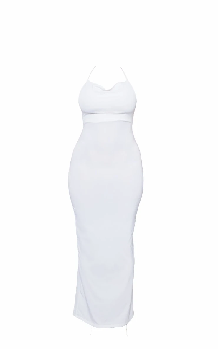 Shape White Slinky Strappy Cowl Scoop Back Ruched Maxi Dress 5 Shape White Slinky Strappy Cowl Scoop Back Ruched Maxi Dress - Image 5