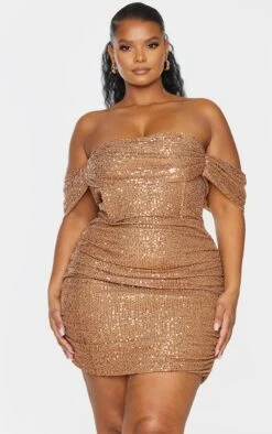 Plus Mocha Sequin Bardot Bodycon Dress -Serenova Dresses Shop a879eb64495e13596777ede2fa6b82f63ee6a059 cmt8444 4