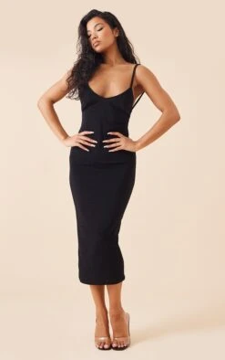 Black Acetate Slinky Strappy Low Back Knot Detail Midaxi Dress -Serenova Dresses Shop aac7633d3e5d95a495aeb3d05443bd5d2ee767af cnd5838 3