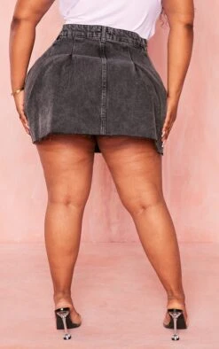 Plus Black Pleated Denim Mini Skirt -Serenova Dresses Shop ad0a40c6a3fc626e0fe33712858a6de19a309cea cmz6396 3