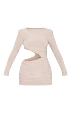 Stone Slinky Shoulder Pad Cut Out Ruched Bodycon Dress -Serenova Dresses Shop adea14ce53f036beef51804590f389f18038cbfe cnb7463 5