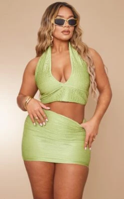 Shape Green Crinkle Low Rise Split Mini Skirt -Serenova Dresses Shop af22e5740a1555ac916bff976f6393f27aaab8d5 cne0376 4