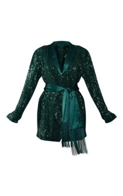 Emerald Green Sequin Tassel Tie Detail Blazer Dress -Serenova Dresses Shop af5a01b3cca235ac4cbe93a746006c7ec1b136b2 cnb8717 5