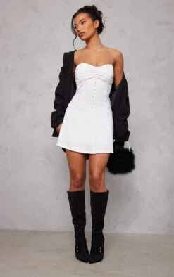 White Satin Diamante Strap Button Detail Bodycon Dress -Serenova Dresses Shop b3a008cd8fe315c1b0bbe031b3f6561e81df3072 cnb9166 3