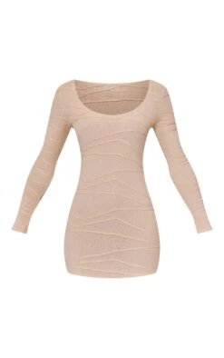 Desert Sand Textured Long Sleeve Bodycon Dress -Serenova Dresses Shop b975a3ab4491d37f1805998d48a8e5d19a57bb27 cnb8083 5