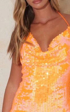 Orange Disk Sequin Cowl Halterneck Bodycon Dress -Serenova Dresses Shop bcb35d51fc8e1e7a750020a87c4bda9a65579a56 cmz2165 5