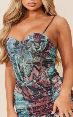 Multi Renaissance Print Corset Frill Hem Bodycon Dress -Serenova Dresses Shop bcdea974f31ae9f0a78a43a9e60e68171061663a cnd5866 4