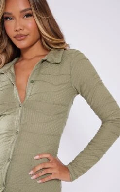 Sage Khaki Textured Button Down Polo Collar Shirt Dress 8 Sage Khaki Textured Button Down Polo Collar Shirt Dress -Serenova Dresses Shop beac4188f2c7cc9a707726fa6108a51b6e10d2cf cna0951 4