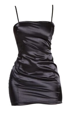 Petite Black Satin Strappy Straight Neck Bodycon Dress -Serenova Dresses Shop c282d70aaadd4e856a0dc0d496469ee2a35d9f29 clu9974 6