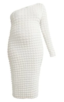 Maternity White One Shoulder Bubble Textured Midaxi Dress -Serenova Dresses Shop c345361f432b0546d5c7ccae22c2c13ac5fd9c5d cnd6828 5