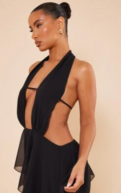 Black Chiffon Extreme Plunge Frill Skirt Halter Shift Dress -Serenova Dresses Shop c37955cb015922feda33edf13f511ce89fc49bdf cnd7688 4