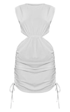 White Cotton Cut Out Ruched T Shirt Dress 9 White Cotton Cut Out Ruched T Shirt Dress -Serenova Dresses Shop c74e497b9c134a4e19565444344ff32fd7183e6a cne6499 5